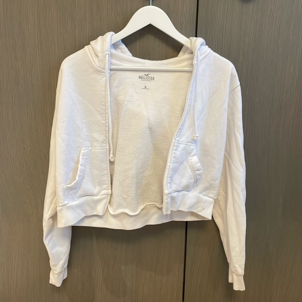 COPY - Women’s Hollister cropped white hoodie